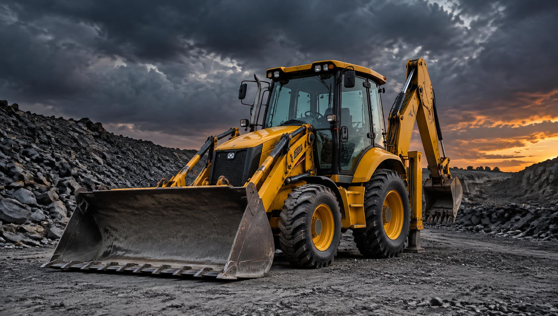 Backhoe loader on a quarry site
